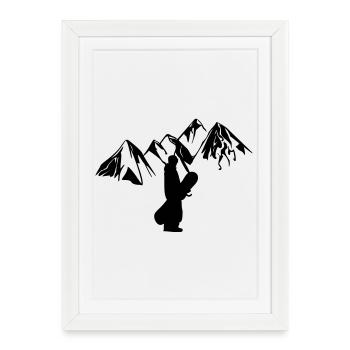 Mountain snowboarder - Framed poster (27 × 37 cm) - white - Front