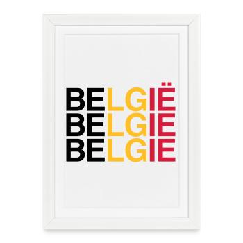 BELGIE Drapeau Belge - Belgique - Belgique 2024 - Affiche encadrée (27 × 37 cm) - blanc - Devant