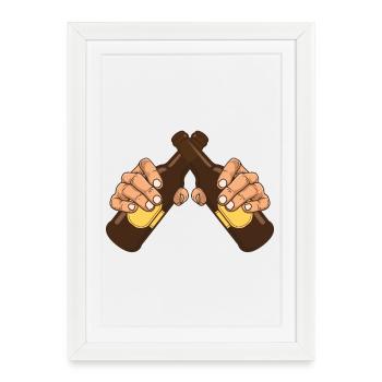 deux bières! Pour l'amateur de bière! - Affiche encadrée (27 × 37 cm) - blanc - Devant