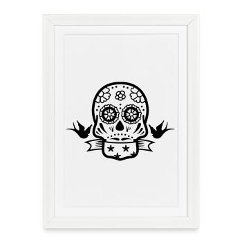 skull tattoo - Framed poster (27 × 37 cm) - white - Front