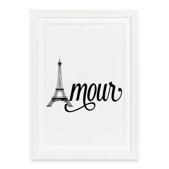 Amour Paris - Tour Eiffel - Affiche encadrée (27 × 37 cm) - blanc - Devant
