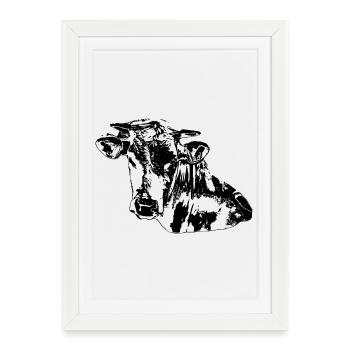 Vache noire - Affiche encadrée (27 × 37 cm) - blanc - Devant