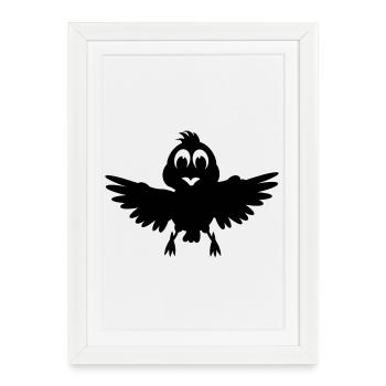 Image d’ombre d’oiseau aux ailes déployées - Affiche encadrée (27 × 37 cm) - blanc - Devant