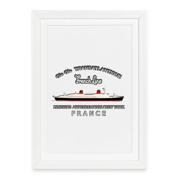 PAQUEBOT FRANCE Louis RUNEMBERG © Adagp - Affiche encadrée (27 × 37 cm) - blanc - Devant