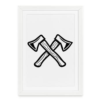 Gekreuzte Äxte, Axes - Gerahmtes Poster (27 × 37 cm) - Weiß - Vorne