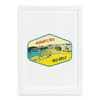 Albufeira Algarve Portugal, beach summer retro sun - Framed poster (27 × 37 cm) - white - Front