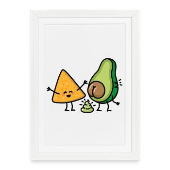Chips de tortilla de caca d’avocat guacamole merde - Affiche encadrée (27 × 37 cm) - blanc - Devant
