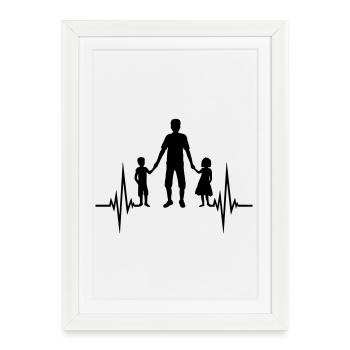 Fille Garçon Papa Pulse - Affiche encadrée (27 × 37 cm) - blanc - Devant