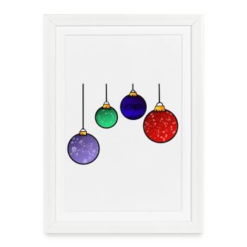 Christmas tree baubles - Christmas decoration - Framed poster (27 × 37 cm) - white - Front