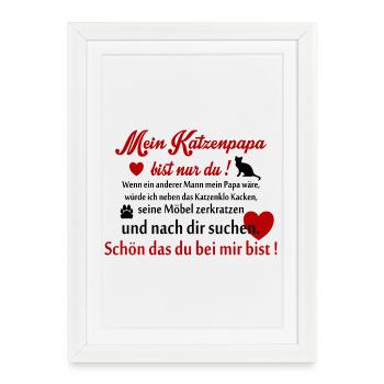 Chat Papa - Affiche encadrée (27 × 37 cm) - blanc - Devant