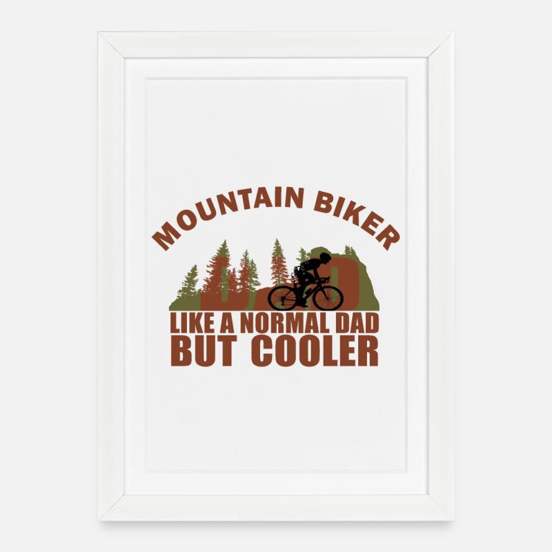 Papa VTT - Affiche encadrée (27 × 37 cm) - blanc