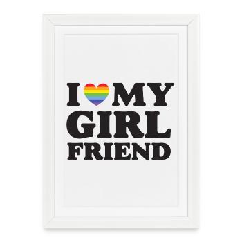 J’aime ma copine - LGBTQ - Affiche encadrée (27 × 37 cm) - blanc - Devant