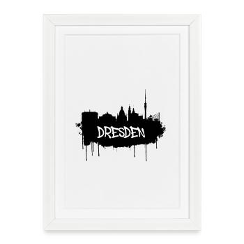 Ligne d’horizon des graffitis de Dresde - Affiche encadrée (27 × 37 cm) - blanc - Devant