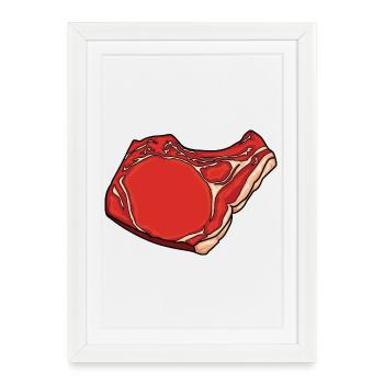 Steak Drawing - Framed poster (27 × 37 cm) - white - Front