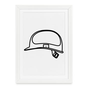 Helmet Construction Worker Outline Smybol - Framed poster (27 × 37 cm) - white - Front