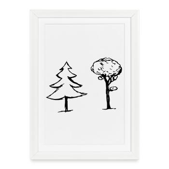 Bäume - Gerahmtes Poster (27 × 37 cm) - Weiß - Vorne