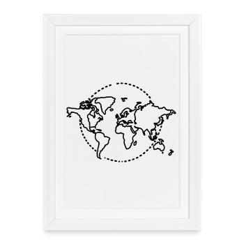 World Map Sketch - Framed poster (27 × 37 cm) - white - Front