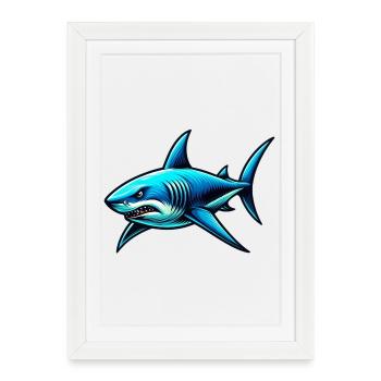 Requin - Affiche encadrée (27 × 37 cm) - blanc - Devant