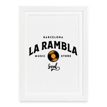 « La Rambla Soul » Magasin de musique vintage de Barcelone - Affiche encadrée (27 × 37 cm) - blanc - Devant