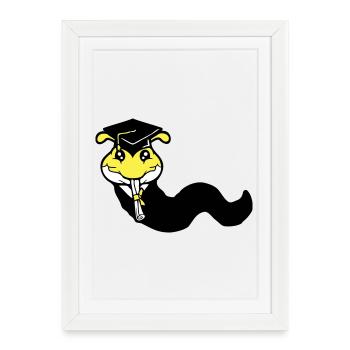 L’obtention du diplôme d’études secondaires Caterpillar a été approuvée par l’université - Affiche encadrée (27 × 37 cm) - blanc - Devant