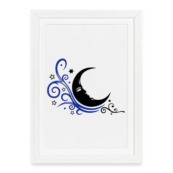 Symbole mystique de la lune et des étoiles - Affiche encadrée (27 × 37 cm) - blanc - Devant