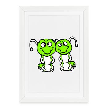 2 caterpillars cute two friends dear couple in love - Framed poster (27 × 37 cm) - white - Front