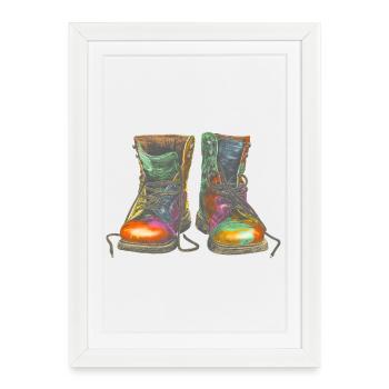 Illustration de bottes graffiti colorées - Affiche encadrée (27 × 37 cm) - blanc - Devant