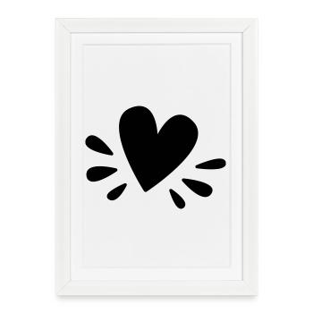 Joli cœur en signe d’amour - Affiche encadrée (27 × 37 cm) - blanc - Devant