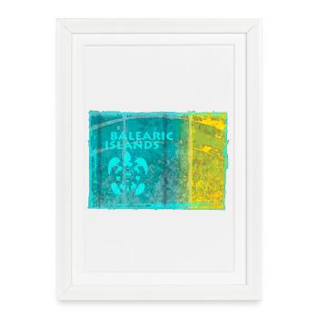 Îles Baléares Style néon - Affiche encadrée (27 × 37 cm) - blanc - Devant
