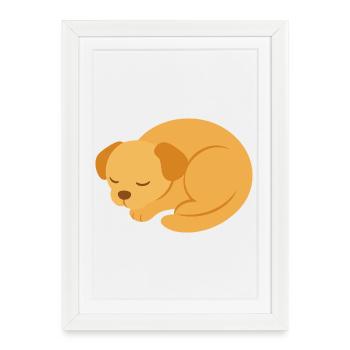 Sleeping Puppy in minimalist style - Framed poster (27 × 37 cm) - white - Front