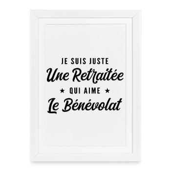 Retraitée Bénévole Humour Cadeau Retraite - Affiche encadrée (27 × 37 cm) - blanc - Devant