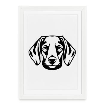 T-shirt chien teckel cadeau - Affiche encadrée (27 × 37 cm) - blanc - Devant