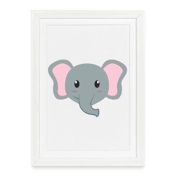 Elephant Cartoon - Framed poster (27 × 37 cm) - white - Front
