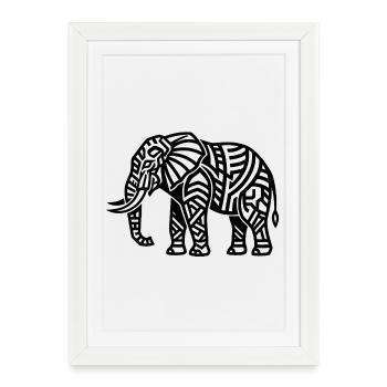 Éléphant majestueux – Design animalier et naturel - Affiche encadrée (27 × 37 cm) - blanc - Devant