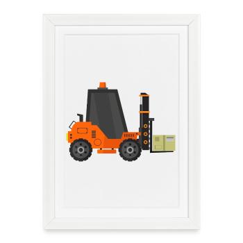 Forklift - Framed poster (27 × 37 cm) - white - Front