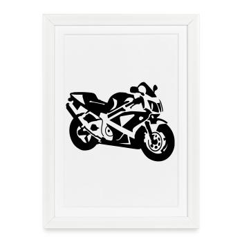 motorcycle - Framed poster (27 × 37 cm) - white - Front