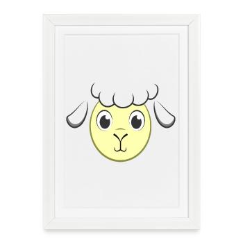 Costume mignon de visage de mouton Animal d’agneau de ferme Kawaii - Affiche encadrée (27 × 37 cm) - blanc - Devant