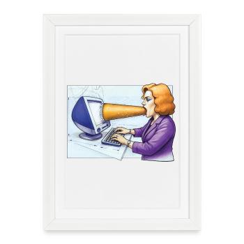 COMPUTER ADDICT WOMAN - geek & scifi - Affiche encadrée (27 × 37 cm) - blanc - Devant
