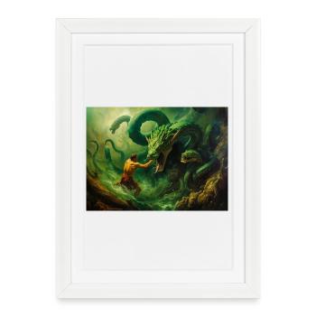 Héraclès combat l’Hydre de Lerne - Affiche encadrée (27 × 37 cm) - blanc - Devant