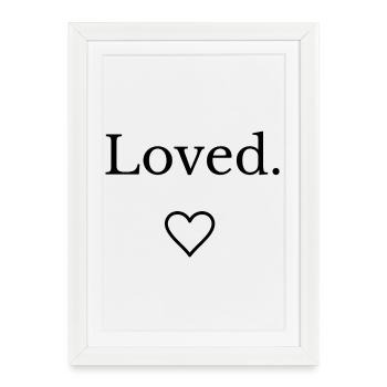 Loved - Minimal Heart Design - Framed poster (27 × 37 cm) - white - Front