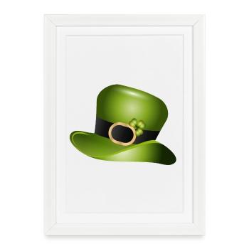 Green Top Hat with Shamrock – St Patrick - Framed poster (27 × 37 cm) - white - Front
