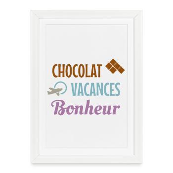 Chocolat Vacances Bonheur - Affiche encadrée (27 × 37 cm) - blanc - Devant