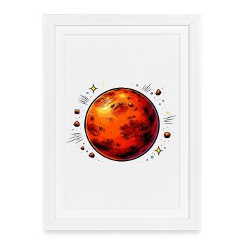 Planète rouge Mars - Affiche encadrée (27 × 37 cm) - blanc - Devant