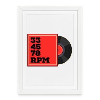 33 45 78 tours de disque vinyle design - Affiche encadrée (27 × 37 cm) - blanc - Devant