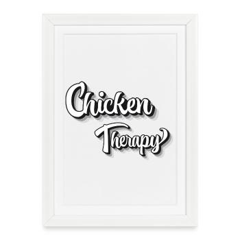 Fans de poulet - Coq - Coq - Poulet de soie - Bio - Affiche encadrée (27 × 37 cm) - blanc - Devant