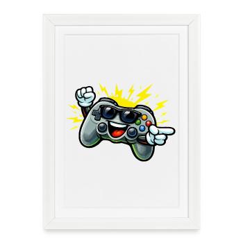 Fun avec manette rétro - Affiche encadrée (27 × 37 cm) - blanc - Devant