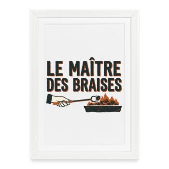 Le Maître des Braises BBQ Pitmaster - Affiche encadrée (27 × 37 cm) - blanc - Devant