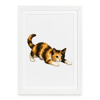 Emmi PolygonCat Art - Affiche encadrée (27 × 37 cm) - blanc - Devant