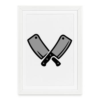 Grill à viande Cleaver Butcher Master BBQ - Affiche encadrée (27 × 37 cm) - blanc - Devant