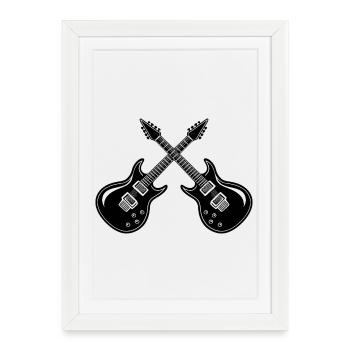 Guitare électrique - Affiche encadrée (27 × 37 cm) - blanc - Devant